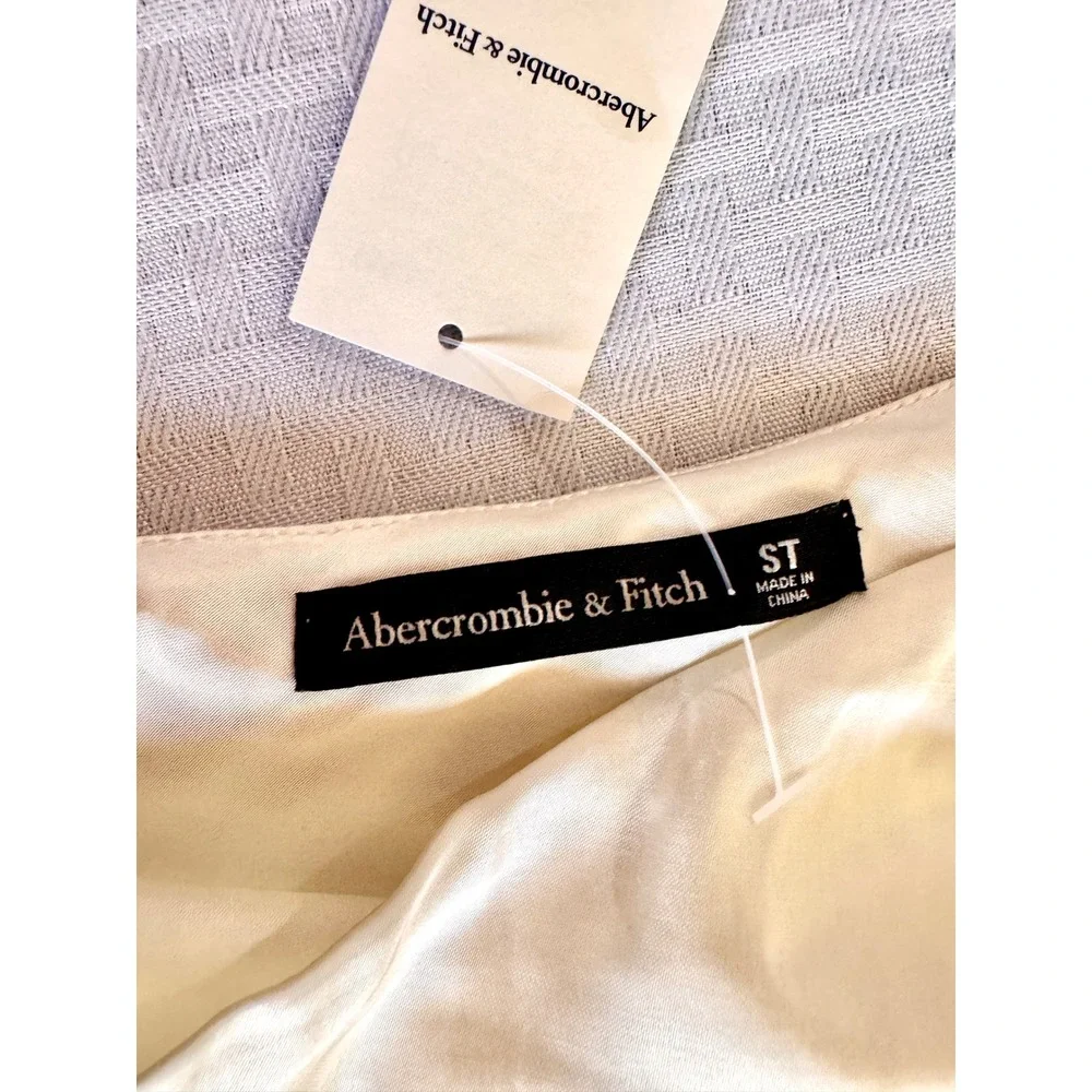 Abercrombie & Fitch One Shoulder Satin Maxi Dress Cream Small Tall ST New